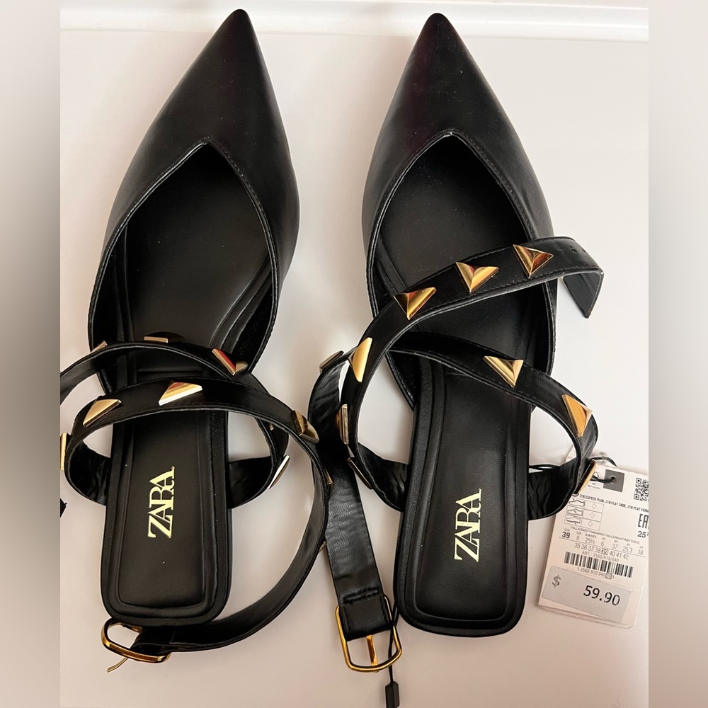 Zara flat leather sandals